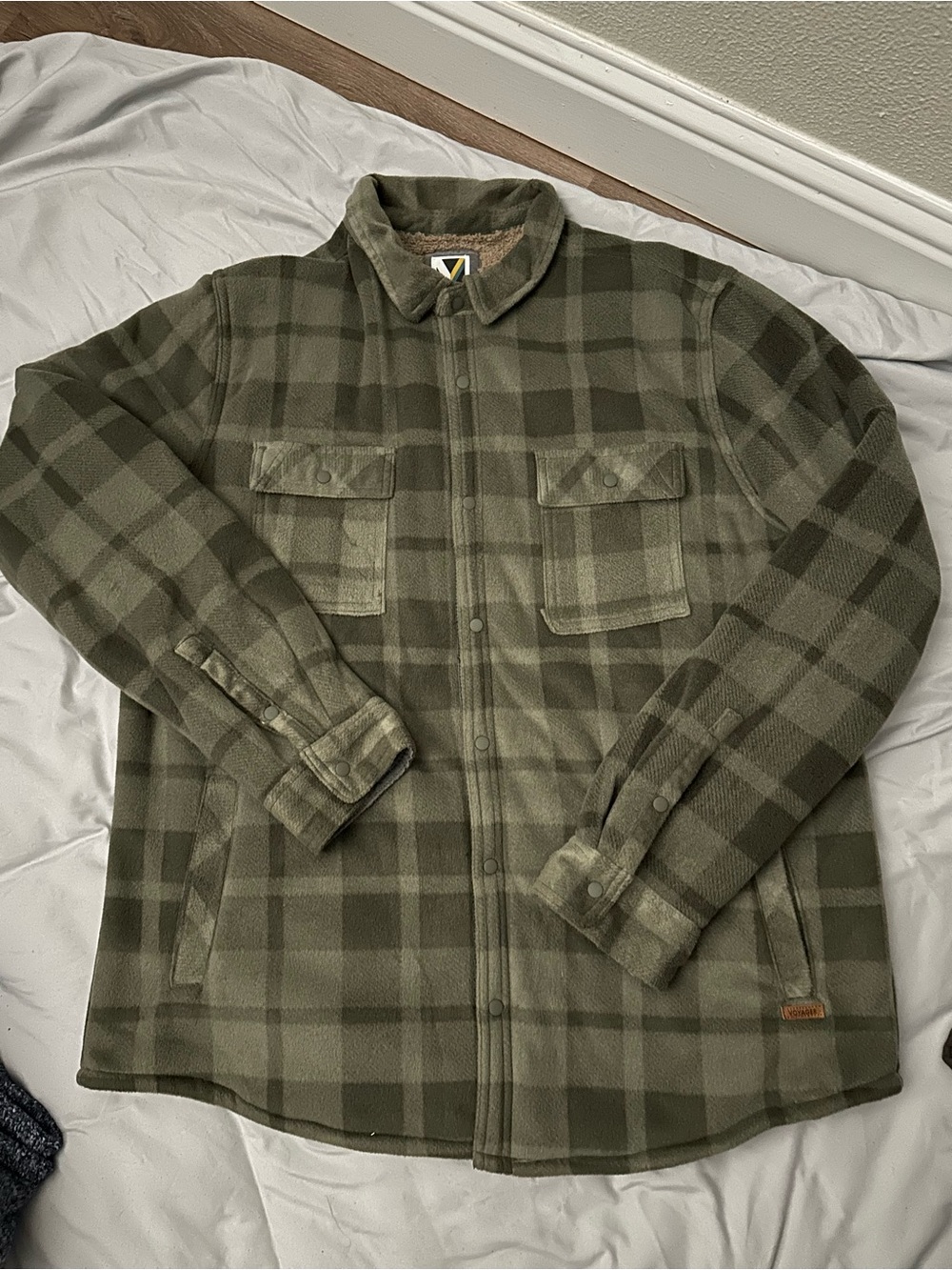 Olive Plaid Men's Fleece jacket